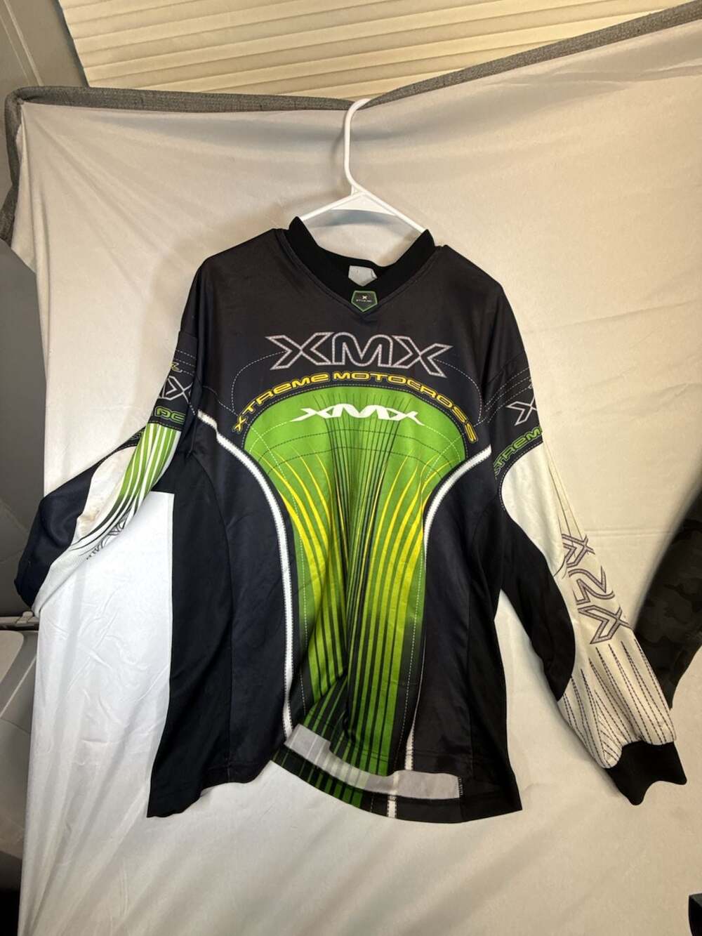 Y2K vintage Athletic Works XMX Xtreme Motocross Jersey Size L Black Green